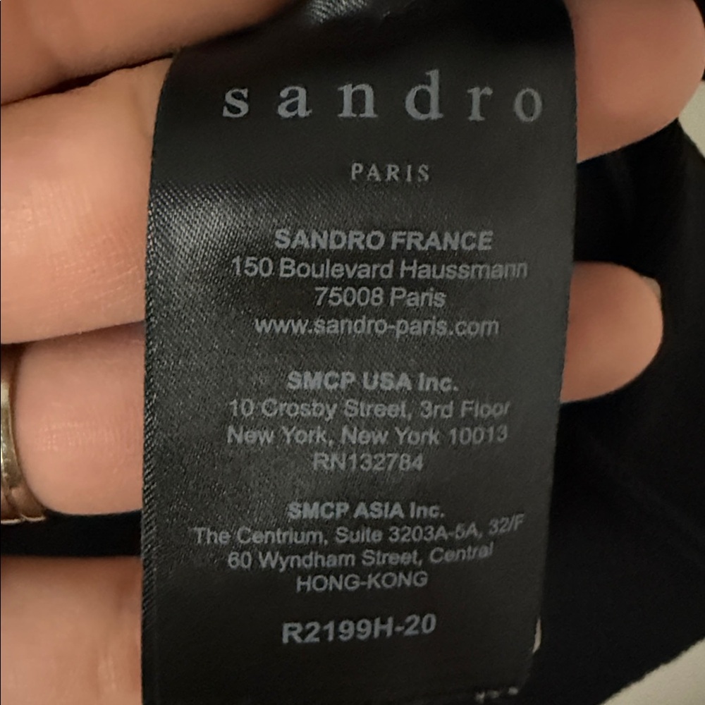 Sandro Rose and Bird Embroidery Paneled Knit Black Mesh Mini Fit Flare Dress 1 - Picture 8 of 14